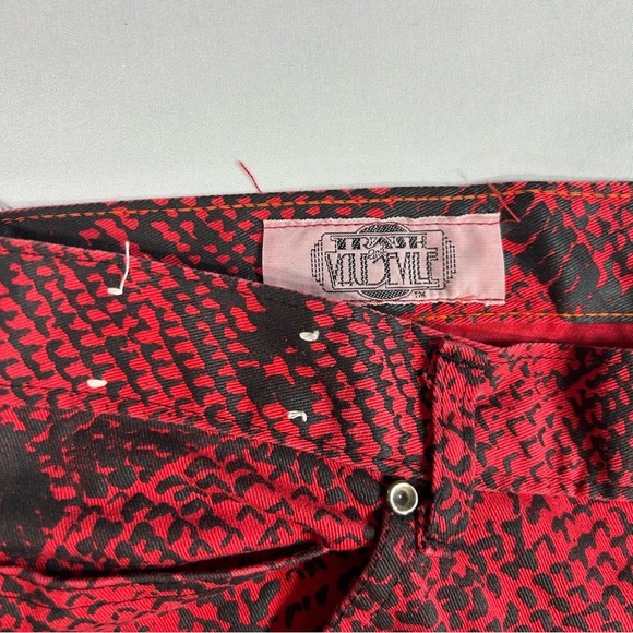 Trash and Vaudeville Red Snake Print Y2K Studded Leather Patch Pants Punk Goth - Picture 3 of 10